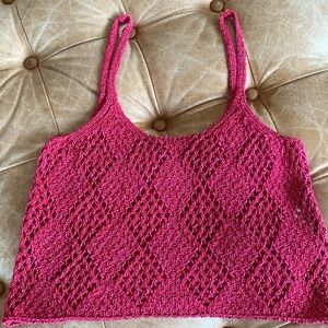 Free People Crochet Style Pink Tank Top